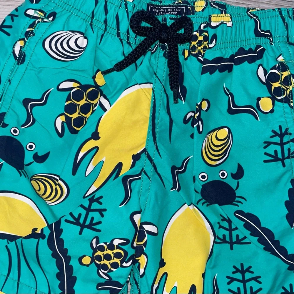 Costume de Bain Baby Swim Shorts 6 Months Teal Sea Life Print Mesh Lined